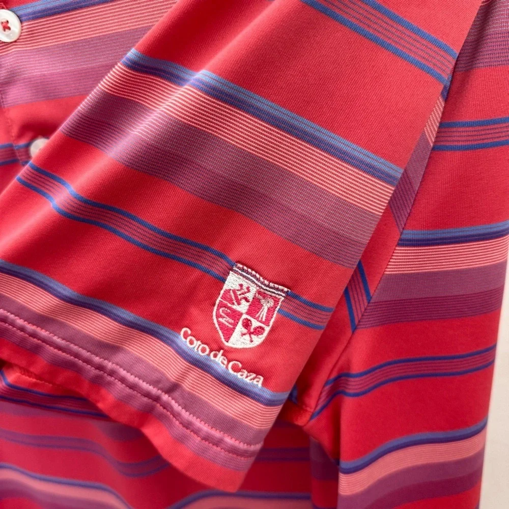 Adidas Golf ClimaCool Polo Shirt 2XL Red Striped Performance Mens